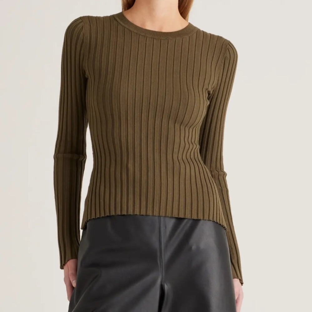 Quince Cotton Cashmere Ribbed Longsleeve Sweater